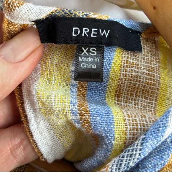 DREW striped linen rayon jumpsuit summer vacation Anthropologie sz XS cropped - Picture 14 of 16